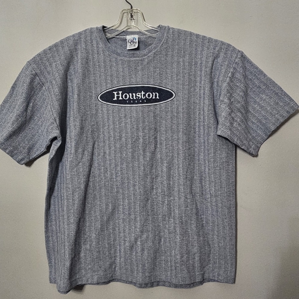 Vintage Cal Cru‎ Houston T-Shirt Men's Size XL Single Stitch Ribbed Knit Texas